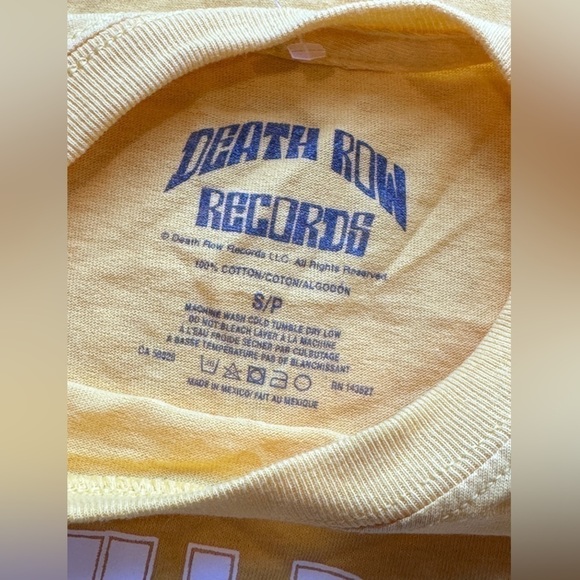 NWOT Death Row Records Core Chair Logo Tee in Yellow - Picture 2 of 2